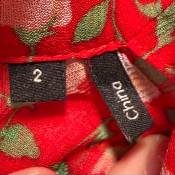 The Kooples Red Floral Sheer Women's Top - Picture 3 of 5